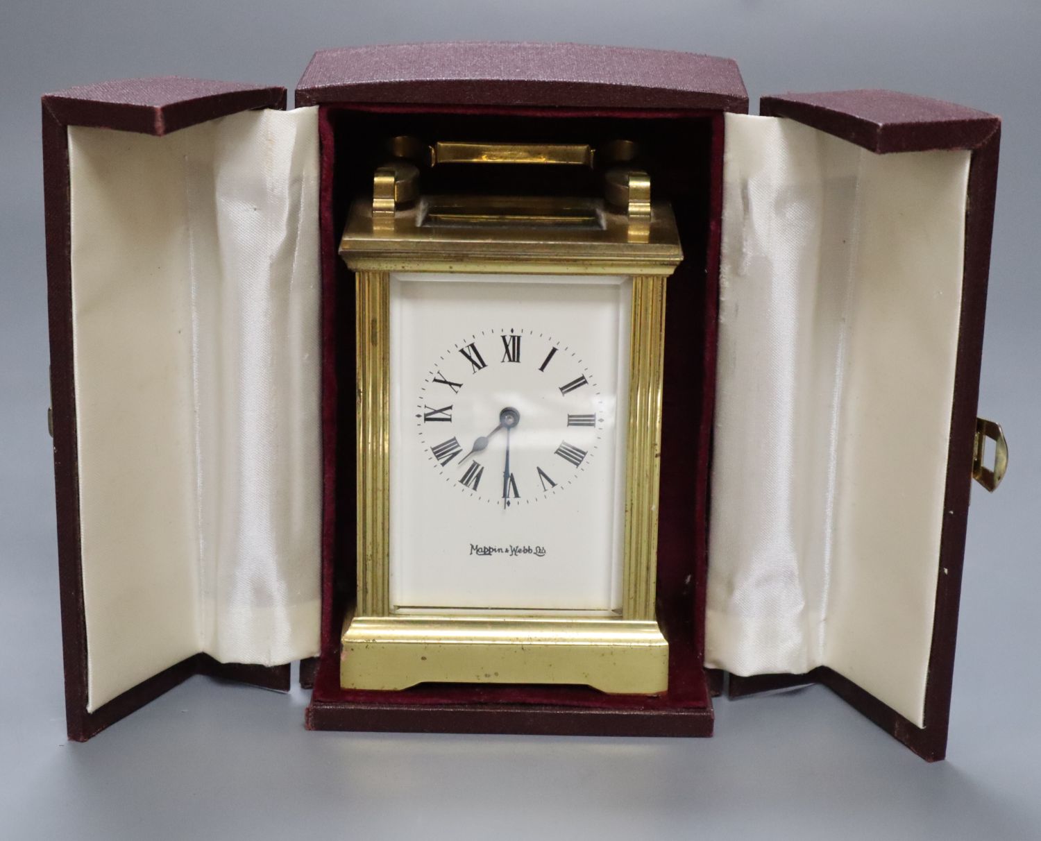 A Mappin & Webb carriage timepiece, in original case